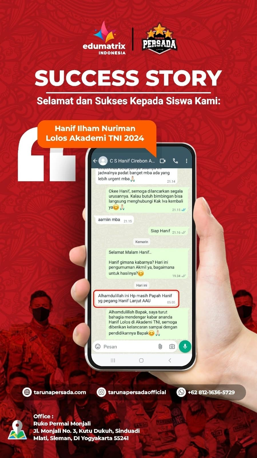 Lolos Akademi TNI 2024 Hanif Ilham Nuriman
