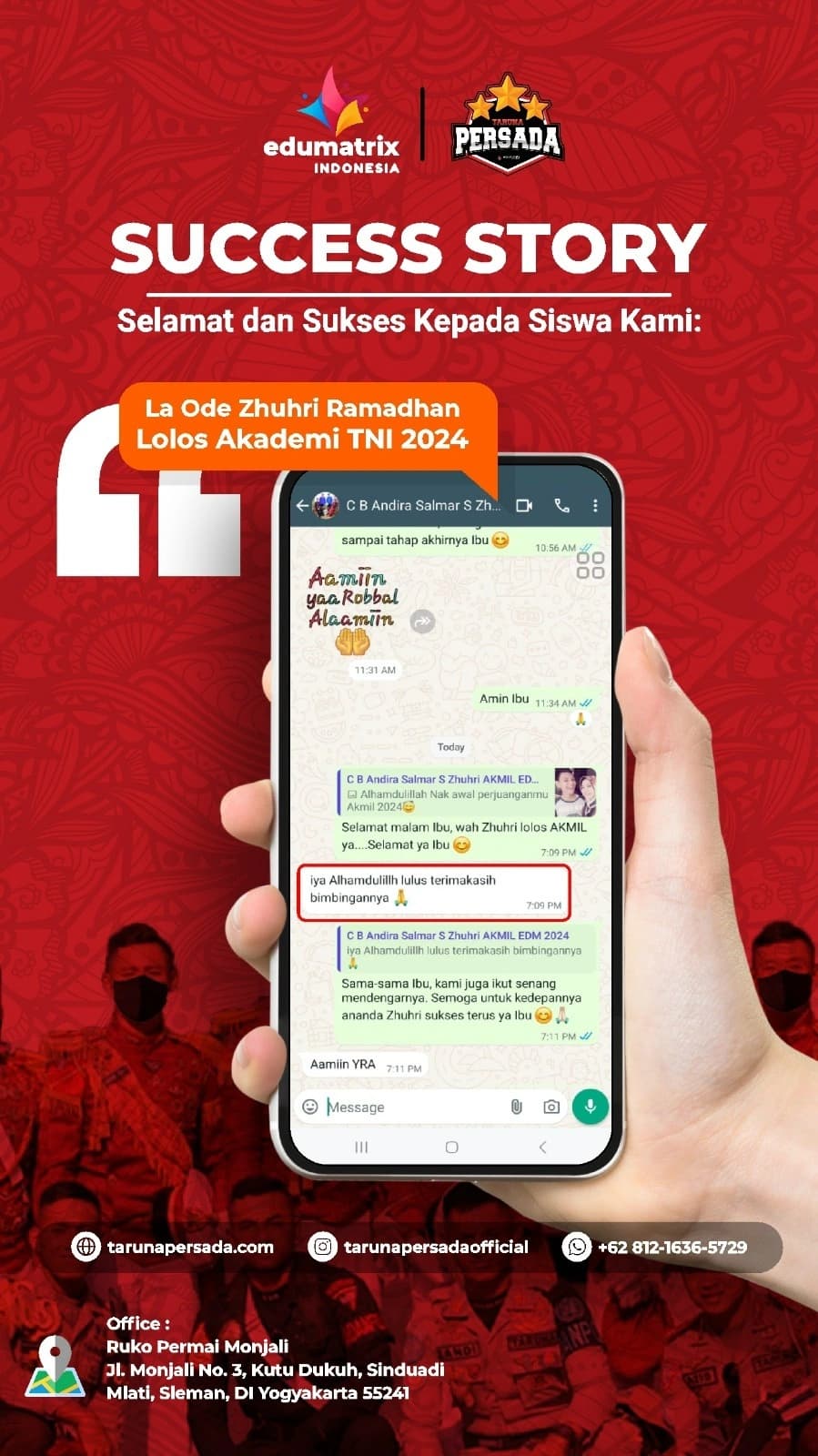 Lolos Akademi TNI La Ode Zhuhri Ramadhan