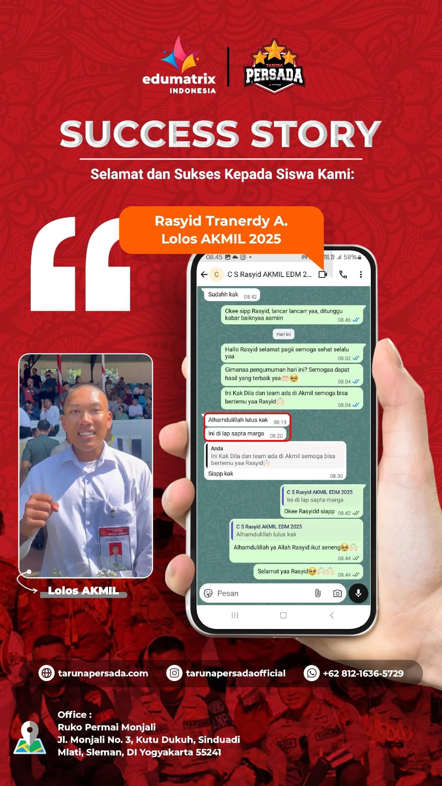Lolos Akmil 2025 Rasyid Tranerdy A.