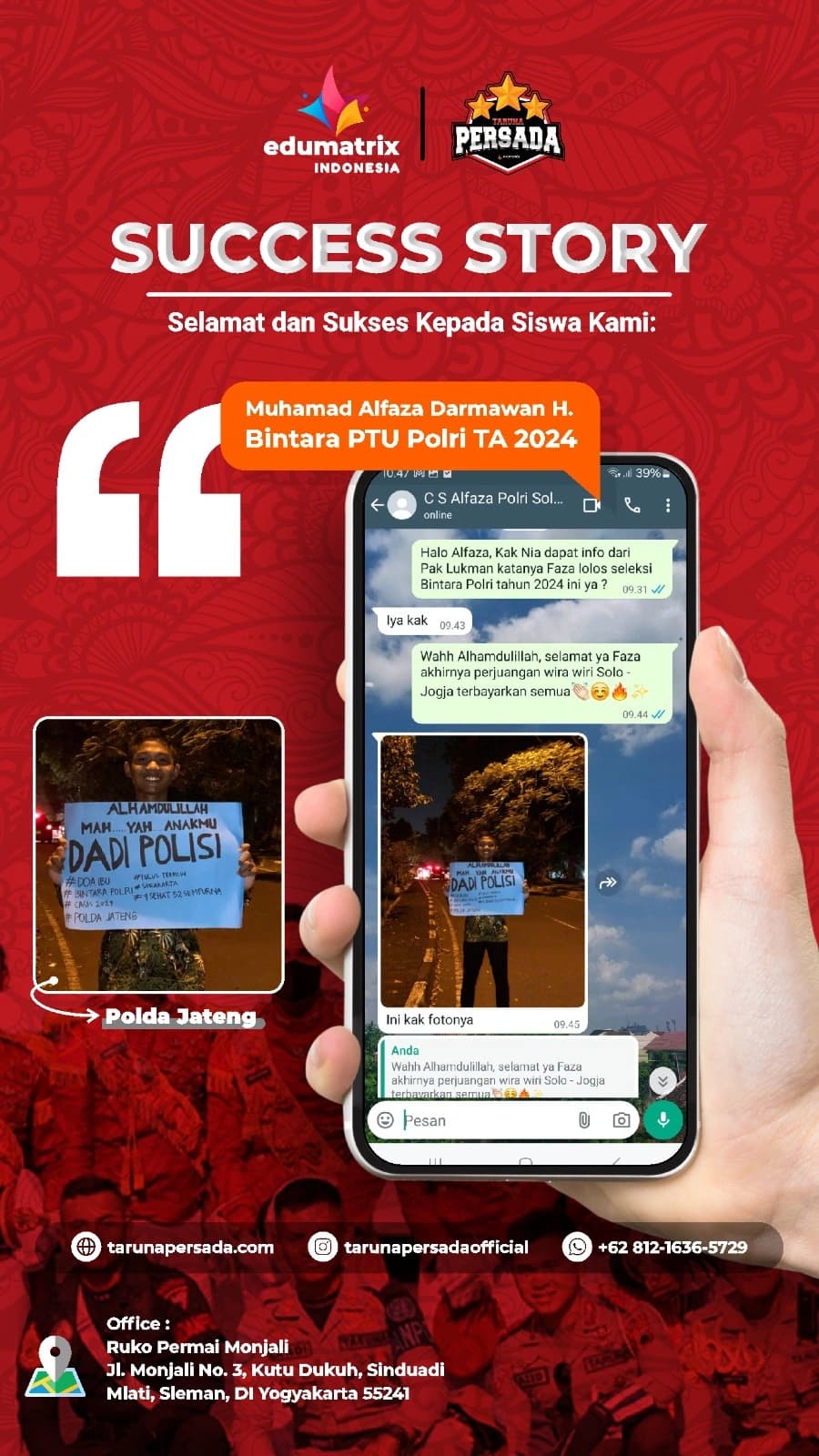 Lolos Bintara PTU Polri 2024 Muhammad Alfaza Darmawan H.