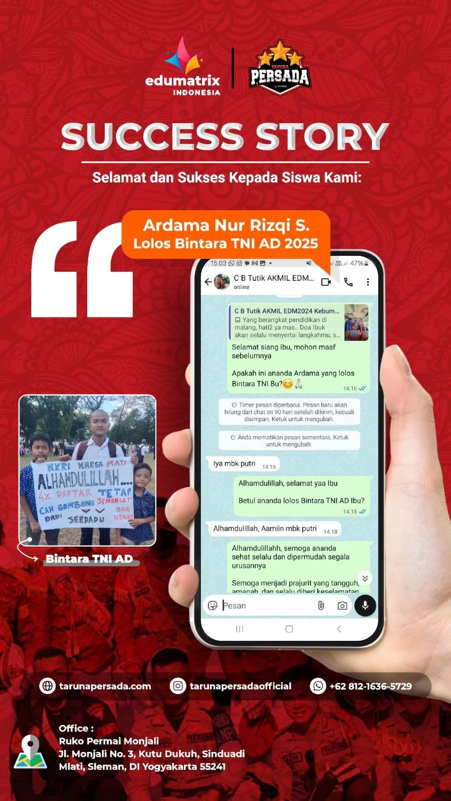 Lolos Bintara TNI AD 2025 Ardama Nur Rizqi S.