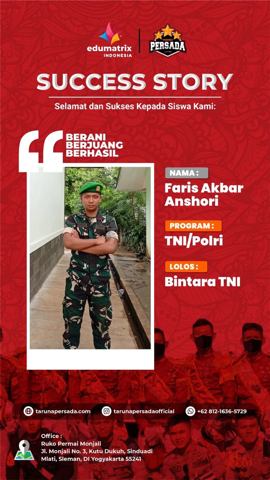 Lolos Bintara TNI Faris Akbar Anshori