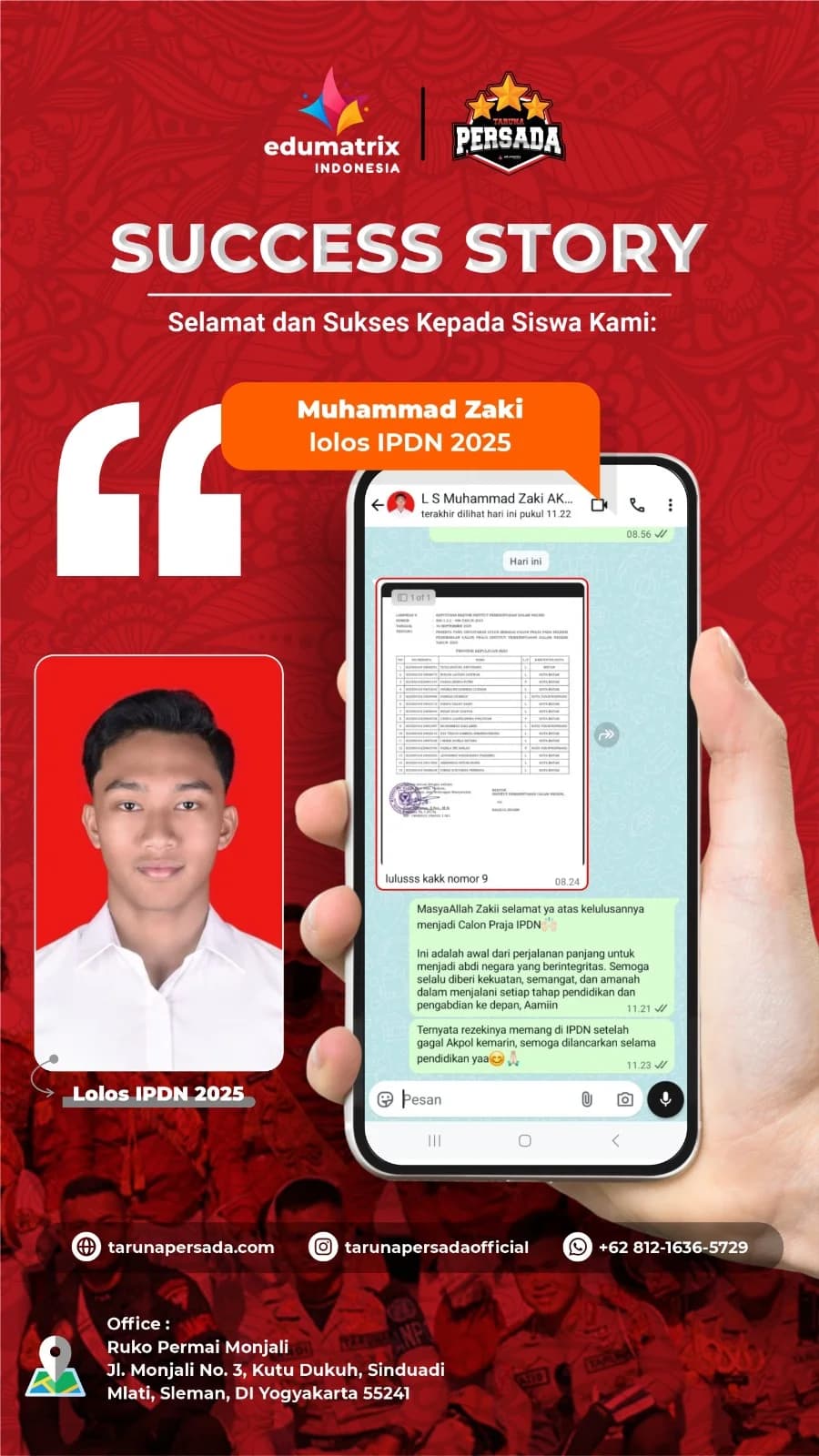 Lolos IPDN 2025 Muhammad Zaki