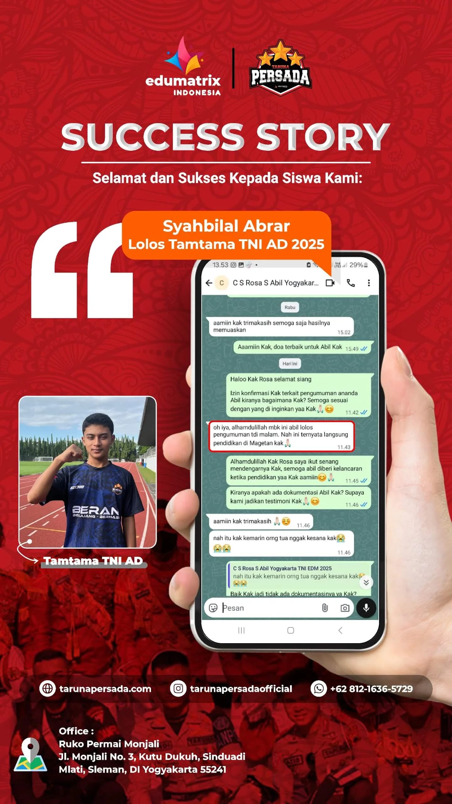 Lolos Tamtama TNI AD 2025 Syahbilal Abrar